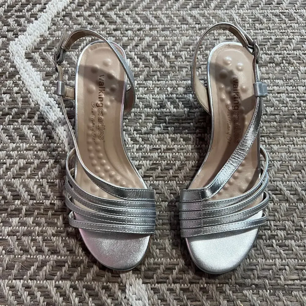 Walking Cradles Silver Sandal Sz 6.5M